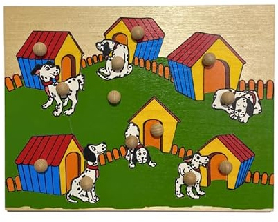 Italveneta Didattica-0274 Nessuno Puzzle Direzione e Profondità in Legno Montessori, Gioco Educativo ad Incastro con Cani e Cucce, Cod. Art. 274, Multicolore, Standard