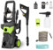 Idropulitrice Max 135 Bar, Idropulitrice ad Alta Pressione, 1500W, 450 L/H, Tubo 1,8M + 10M e Attacco Rapido, Brocca di Schiuma, Cavo Elettrico da 1,5M, Casa, Giardino o Auto (Verde)