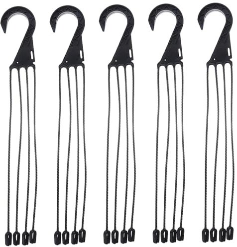 5PCS 17.7 Inch Plastic Hanging Basket Chain with 4 Hooks for Flower Pots, Bird Feeders, Lanterns & Garden Décor, Black