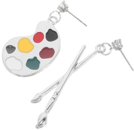VALICLUD Vintage Asymmetric Paintbrush Earrings for Women Fashion Dangling Sketchpad Brush Earrings Unique Ear Drop Jewelry for Celebrations Gatherings