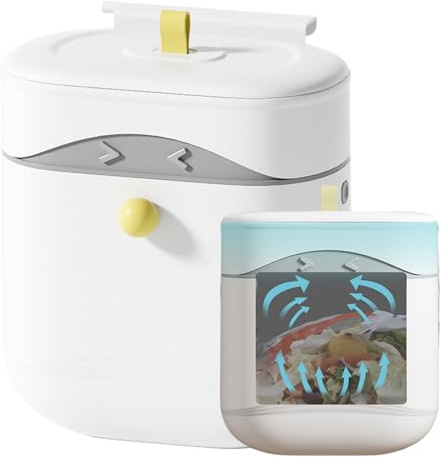 Cubo De Basura Montado En La Pared,Papelera Pequeña Con Tapa Para Baño Y Cocina | Recipiente Hermético De 9.5 Litros Compacto Para Baño Dormitorio Porche Exterior Debajo Del Fregadero Y Espacios