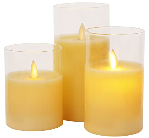 DIYEAH Set 3 Candele Led Tremolanti Con Telecomando Lampade a Candela Elettriche Senza Fiamma Per Decorazioni Sicure e Facili Da Usare