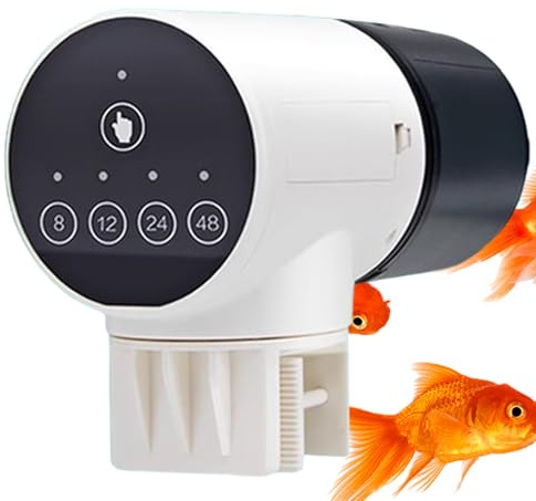 Total maskin för akvarium – automatisk matautomat för fiskfoder, liten behållare för matautomat med timer, semestermatare för fisk med kapacitet, matbehållare för pulver och pellets