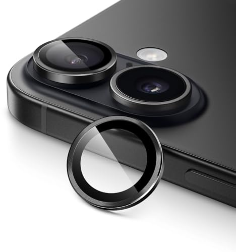 JETech Protection Objectif Caméra pour iPhone 17, Noir, 1 Série | Verre Trempé 9H, Anneau Individuel en Métal, Plateau d'Installation Facile, Transparent HD
