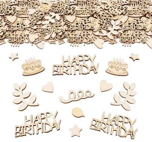 120 Stück Holz Konfetti Deko,Groß Tischdeko Geburtstag,Holzbuchstaben Happy Birthday Tischdeko,Streudeko Geburtstagsdeko Tisch Mädchen Junge,Geburtstagsfeier-Dekoration für Frauen Mann (Geburtstag)