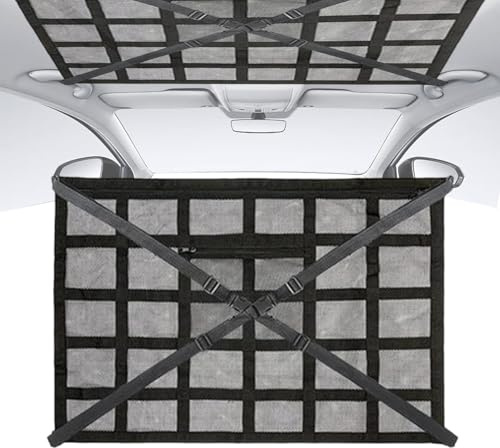 GUOLEIOO Cargo Net for Tesla Model 3 Highland 2024 Car Interior Roof Storage Cargo Net,Car Storage Organiser,Road Trips Vehicle Space Saving Must Have,90 * 65
