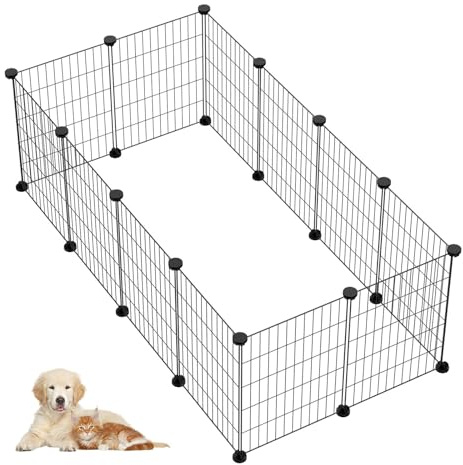 Crynvor 12 Pannelli Recinto per Cani da Interno in Metallo, Gabbia per Conigli, Gabbia Porcellino d'India, Recinto per Piccoli Animali per Conigli, Criceti, Cucciolo(30cm × 40cm)