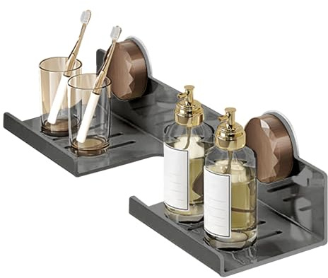 Yplkm Étagère pour Évier de Salle de Bain sur Robinet, Étagères Murales pour Salle De Bain, Organisateur Amovible en Acier Carbone avec Ventouses pour Affichage de Parfum, Linge, Cuisine et Toilettes