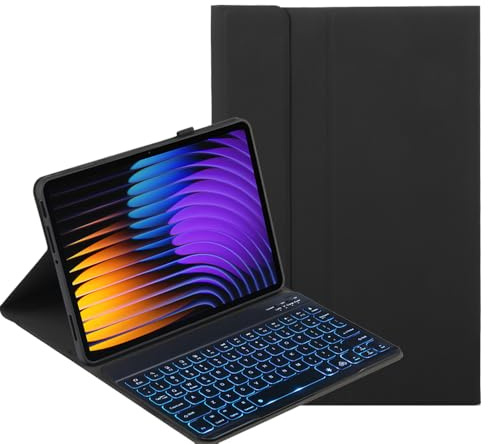YKWXSC Funda Teclado para iPad 10,2 Pulgada 9/8/7 Generation (2021/2020/2019), 7 Colores Retroiluminación Español Ñ Teclado Magnético Inalámbrico, Negro