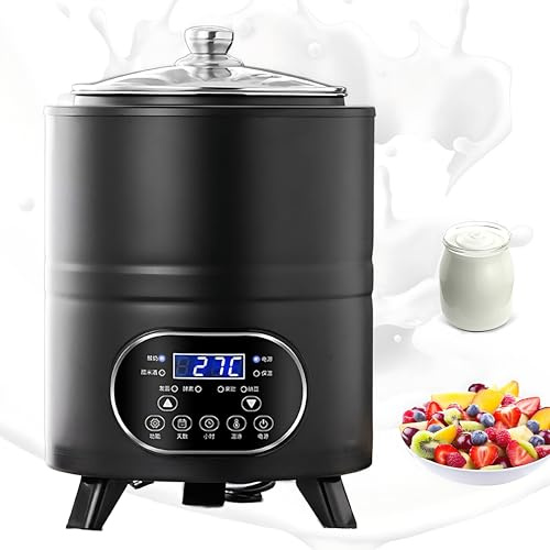Giuggiolared Yaourtière avec Écran LCD et Machine à Yaourt Électrique, Fonction Minuterie 24h, Parfaite pour Yaourts Naturels et Fromages Blancs Fait Maison en Toute Simplicité Black-8L