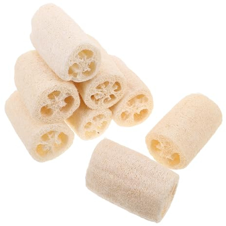 LOORGVEL 8 pièces Éponge Loofah Naturelle Exfoliante et Bain Gommage Doux Corps Visage Nettoyage Cuisine Sans Produits Chimiques Massage Relaxant Compacte