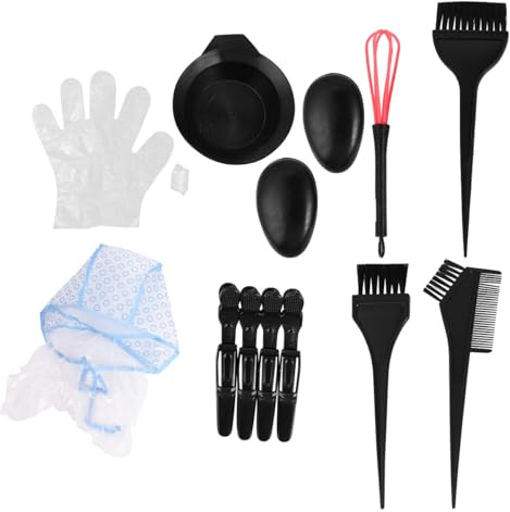 iplusmile Kit de Coloration Capillaire 15 Pièces Outils de Coloration Professionnelle pour Mèches et Balayages Ensemble Complet Bol Peigne et Brosse Usage Salon et Domicile Couleurs