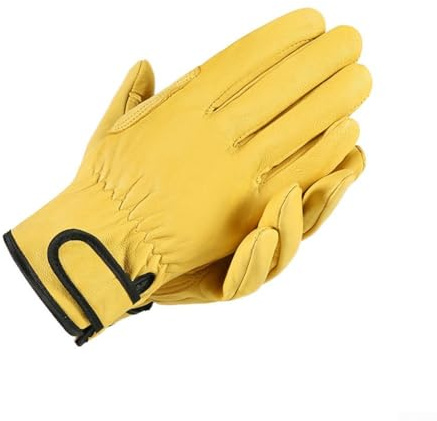 Guanti da saldatura in pelle di alta qualità per lavorazioni meccaniche e giardinaggio (giallo)