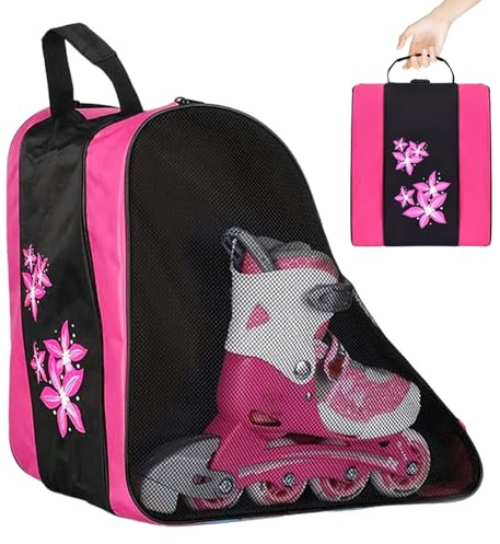 Skate Bag - Oxford Fabric Skating Shoe Rack, Multi-Pocket Design, Comfortable Handle Shape, Wide Arrangement for Travel Equipment | Snowy Slopes