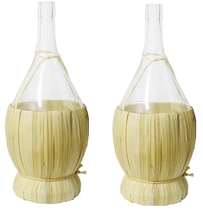 MIKONI Weinkaraffe Glasflaschen 2 L, 2 Stück, leere Flaschen mit Schraubverschluss, kleine Likörflaschen zum Befüllen, Weinflaschen aus Glas, Dekoflaschen, Saft, Likör, Schnaps, Whisky, Cognac (2)