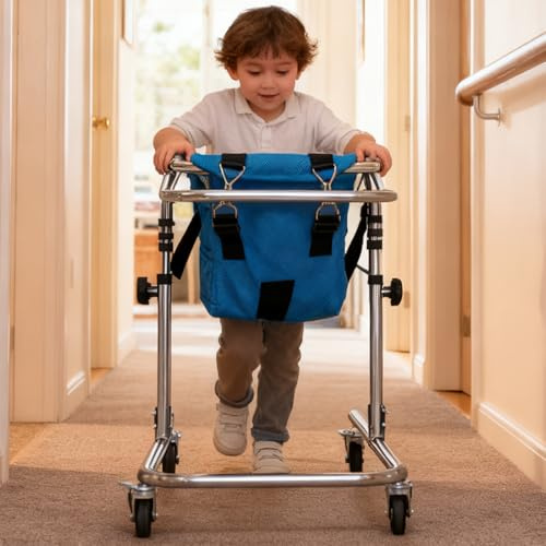 Höhenverstellbarer Rollator Für Kinder Mit Zerebralparese (80-120cm), Mobilitäts- & Gehtrainer Mit Abnehmbarem Sitz, Reha-Gehhilfe Für Kleinkinder Zur Förderung Der Aufrechten Mobilität