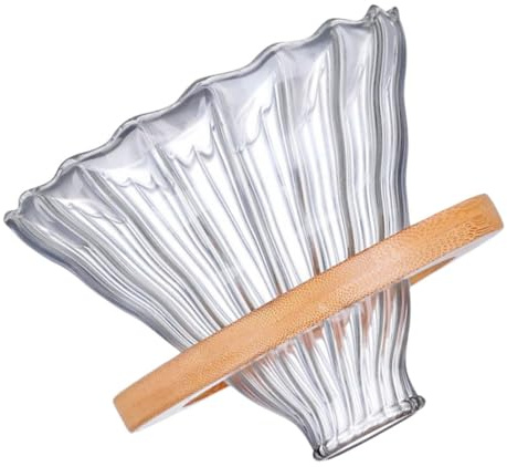 TOYZFRIENDY Imbuto Filtro per Caffè in Vetro Borosilicato Base in Legno Filtro Riutilizzabile per Preparazione Manuale Antigoccia Compatto per Uso Domestico e Cucina Elegante