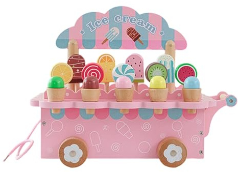 Jeu de crème glacée - Jeu imaginatif en bois - Jouets pour enfants | Épicerie de cuisine pour jeux de rôle pour anniversaire, garçons et filles de 3 à 6 ans | Accessoire Diver