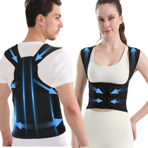 Correcteur de Posture Dos,Redresseur de Dos Femme,Posture Correcteur Dos Homme,Ceinture Dorsale Homme,Ceinture de Soutien Dorsal Réglable et Respirante pour Maintien du Dos, du Cou et des Épaules