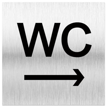 Segnaletica per bagni, cartello WC in alluminio con simbolo e retro adesivo. 12 * 12 cm per casa, ufficio, ristorante e uso commerciale (Stile 2, Destra)