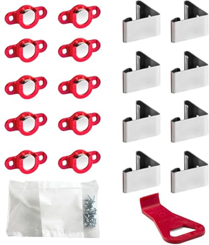 Scilm Ganci Magnetici Zoccolo Cucina Legno - Kit 10 Magneti + 8 Ganci Piedino + Leva - Compatibile con piedini diametro da 28 a 30 mm e regolo diametro 49/50 mm