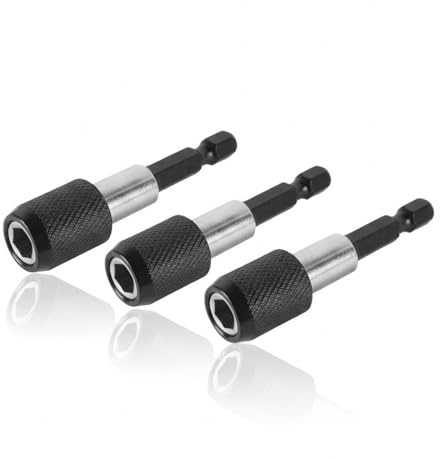 QZKJQDD 4 PCS 1/4” Hex Shank Magnetic Screwdriver Bit Holders, 60mm Quick Release Drill Bit Extension Bar Set, Chuck Adapter for Power Drills, Electric Screwdrivers, Handheld Drivers, Durable Steel