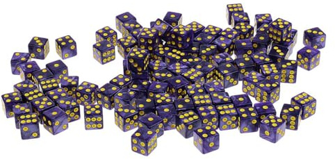 Zxpjkyu 100 Stück D6 Würfel Sechseitige Punktewürfel Tischspielwürfel Acrylmaterial für Gesellschaftsspiele Casino Events Mathematiktraining Festveranstaltung, Lila