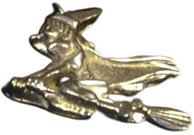 Witch On Broom 3.4cm X 2.6cm TG307 Made From English Pewter On 18 Black Cord Necklace POSTED BY US GIFTS FOR ALL 2016