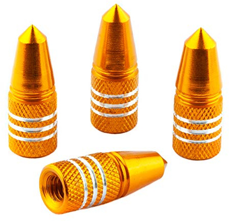 Bike Bits Presta Valve Caps - Use On Presta/French Valves (4 Pack) (Gold, Rocket)