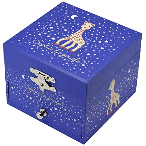 Trousselier 6260129 Musikspieldose für Kinder, Sophie die Giraffe, mit Milchstraße nachtleuchtend, Schmuckschatulle mit ausziehbarer Schublade, Schmuckkästchen, Aufbewahrung