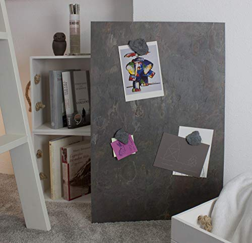 Magnettafel Echt Schiefer 4 In 1 (Magnetwand+Kreidetafel+Pinnwand+Wandbild) Naturstein Magnetboard inkl 1x Steinmagnet und 1x Kreidestück Größen 30x60cm, 40x60 cm, 80x60cm(Vulcano Stone, 40cm x 61cm)