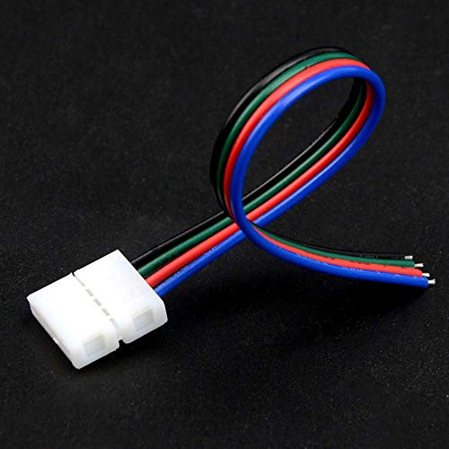 BoHong 10pcs Conector Tira LED RGB 5050 10mm Ancho Conector Controlador Cinta LED Puente 4 Pin LED Strip Connector Cable Extensión Banda LED 4 Pines para RGB 5050 LED Strip, 15cm Largo