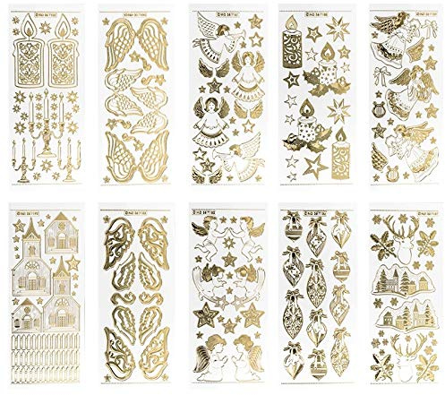Ideen mit Herz Gravur-Sticker, transparent/gold, 10 Bogen à 10 x 23 cm | Goldene Aufkleber zum Basteln & Dekorieren | Geburtstag, Weihnachten, Rente & mehr (Winter & Weihnachten 2)