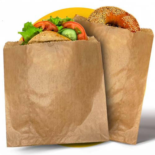 Simplelifeco UK 100 Light, Reinforced Paper Sandwich Bags (12 x 12”) Brown Paper Food Bags for Lunch & Snacks