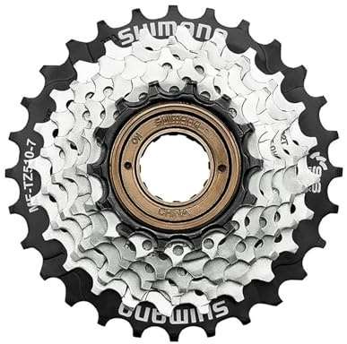 SHIMANO Unisex – Erwachsene MF-TZ510 7-Fach Schraubkranz, 14-16-18-20-22-24-28 Zähne, Braun/Schwarz