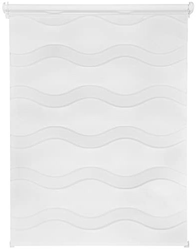 ondeco Doppelrollo Wave nach Maß Jalousie Seitenzug Rollo Kettenzugrollo Klemmfix ohne Bohren mit Klemmträger Weiß B: 61-70 cm, L: 161-220 cm Weiß