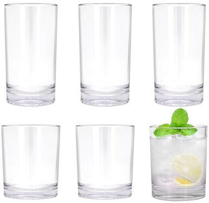 RÉΑLWÁY Acryl-Trinkgläser, 6er-Set, transparent, unzerbrechlich, wiederverwendbar, für Küche, Pool und Terrasse, bruchsicher, spülmaschinenfest, BPA-frei, 340 ml und 482 ml