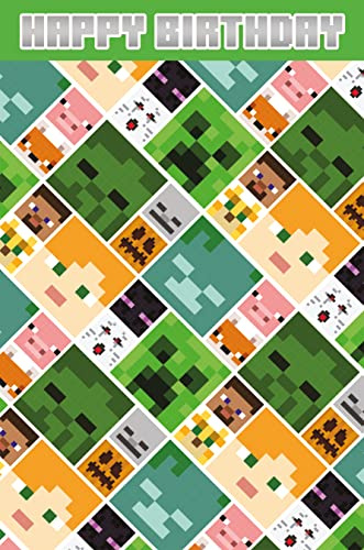 Danilo Promotions Limited Minecraft Geburtstagskarte, Happy Birthday Karte, Minecraft Happy Birthday Karte, Minecraft Happy Birthday Karte, mehrfarbig, 210 x 290 mm
