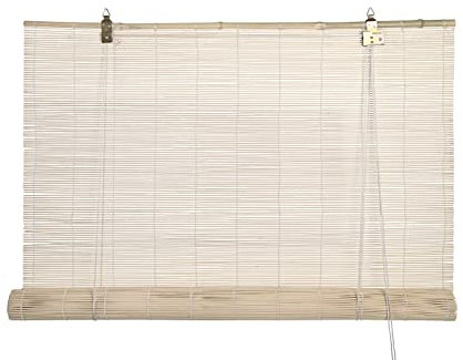 HERSIG - Estor Enrollable de Bambú Natural 80 x 160 cm - Persiana Enrollable Interior y Exterior - Estilo Natural para Ventanas - Privacidad, Resistencia y Fácil Instalación - Natural