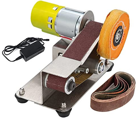 boncen 110V/220V Mini Electric Belt Sander DIY Polishing Grinding Machine Cutter Edges Sharpener Multifunctional Grinder 10PCS Belt