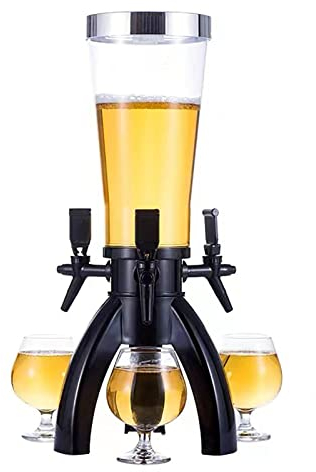 FXNFXLA Spillatore Birra da Casa, Distributore di Bevande per Torre della Birra alla Spina 3L con 3 Rubinetti e Tubo di Ghiaccio, Mantieni Freddo, Facile da Pulire, per Party KTV Barbecue Restaurant