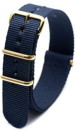 Military Watch Strap Style Watch Wristband 18mm-24mm Nylon Stripe Woven Strap mit Goldschnalle