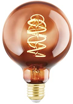 Eglo LED E27 dimmerabile, lampadina a spirale globo, lampada vintage color rame dal design retrò, 4 Watt, 30 Lumen, illuminante bianco caldo, 2000k, Edison G95, Ø 9,5 cm
