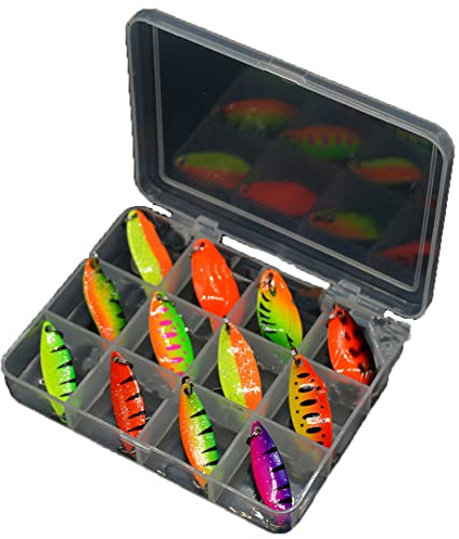 12-TLG 2,0g - 3,5g Fishing Forellen Spoon Set,Kunstköder Spinner Blinker Set AngelKöder Spinner Forelle Köder Set Spoons Forelle Set Blinker Angeln Spinner Angelköder,zum Forellen Angeln Spoons