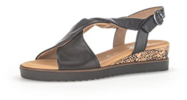 Gabor Women Sandals, Ladies Wedge Sandals,Wedge Sandals,Wedge Heel,Summer Shoe,Comfortable,Flat,Black (Schwarz),37 EU / 4 UK