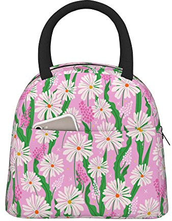 Pranzo al sacco bianco floreale margherite isolato pranzo al sacco per ragazze ragazzi a tenuta stagna riutilizzabile pranzo borsa termica tote impermeabile contenitore per la preparazione dei pasti
