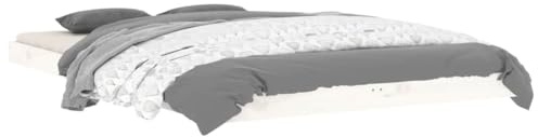 vidaXL Estructura de Cama Madera Maciza de Pino Blanco 120x190 cm, Cama, Muebles de Dormitorio, Cama de Madera, Cama Doble