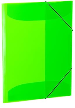 HERMA Sammelmappen A3 Neon Grün Transluzent Set, 3 Stück, Eckspanner-Mappen aus Kunststoff mit Gummizug und Innenklappen für Kinder, Jungen und Mädchen