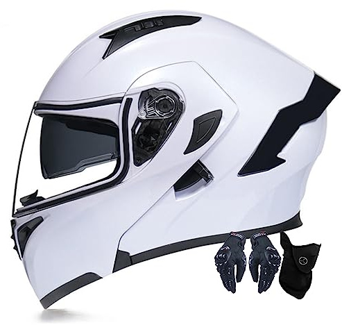 Motorradhelm Motorrad Klapphelm Für Männer Und Frauen Mit Doppelscheib Vollgesichts Motorrad Rennhelm DOT/ECE-Zugelassener Moped Street Racing Motocross Helm 5,XXL:63-64CM