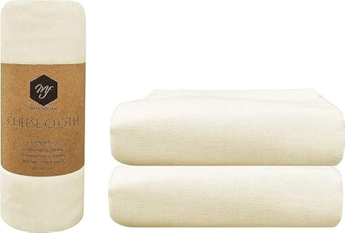 MF Cheesecloth 100% Pure Cotton, Grade 90, 18 Sq Feet,2 Yards, Muslin Cloth Ultra Fine, Natural & Unbleached, Best for Cooking, Baking, Filtering, Rusable & Straining, 100% Unbleached Cotton